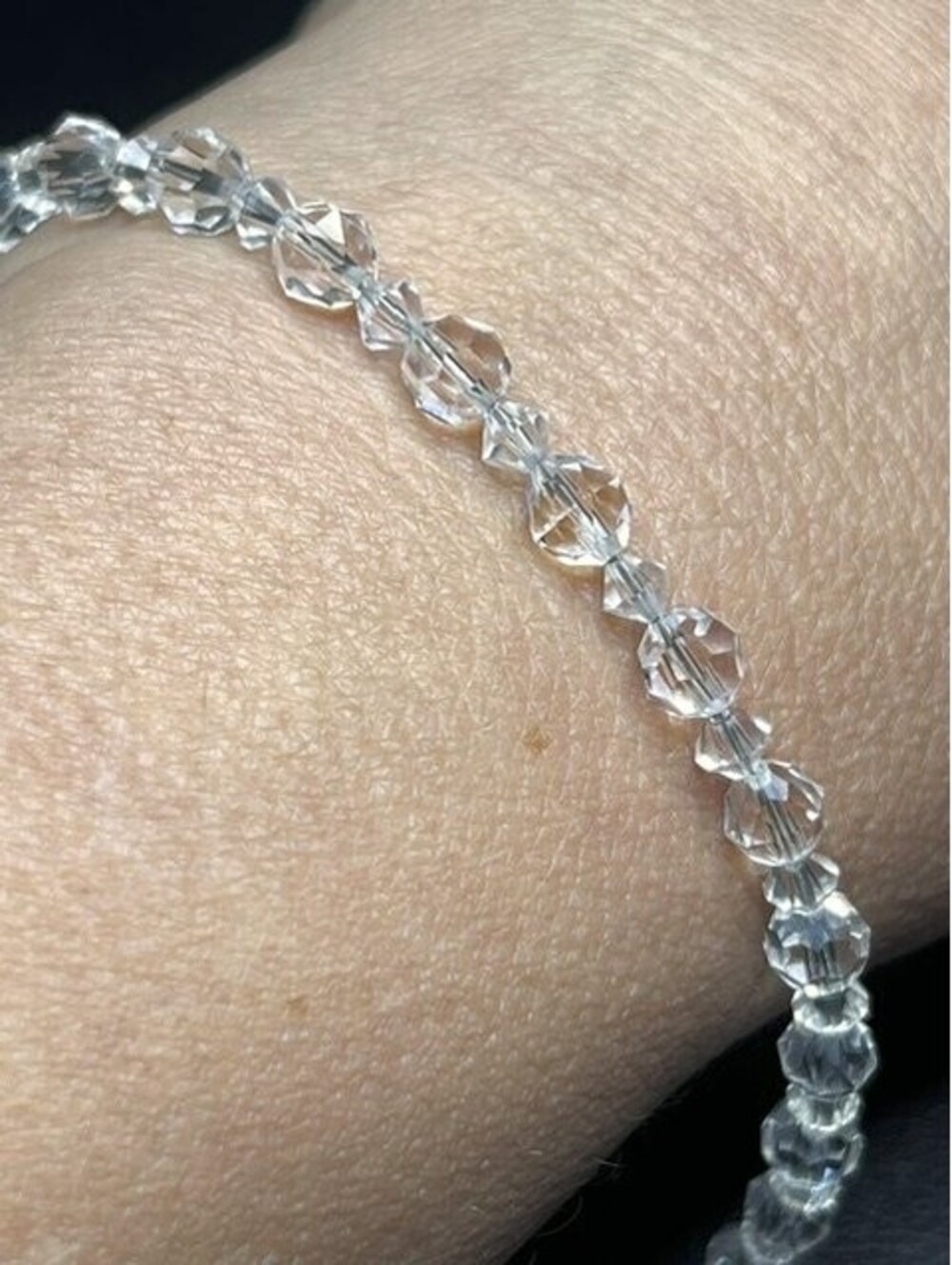 B6917 Swarovski Faceted Clear Crystal Beaded Bracelet Adjustable Sparkle 8"